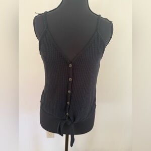 Wild Fable Black Knit Button-Front Spaghetti-Strap Top